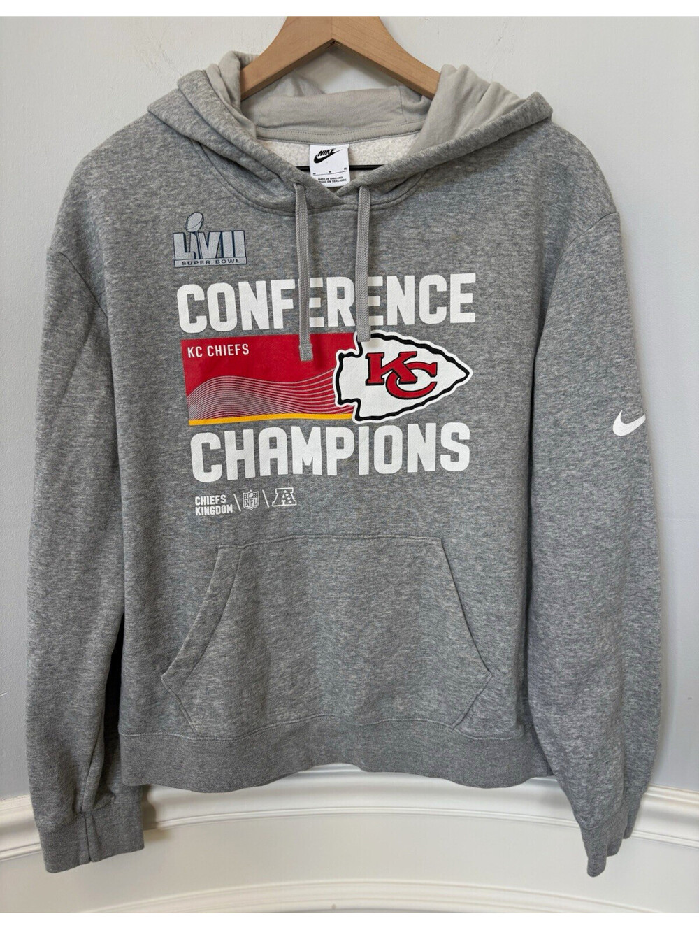 Nike Kansas City Chiefs Super Bowl LVIII Gray Pullover Hoodie Sweatshirt Size M
